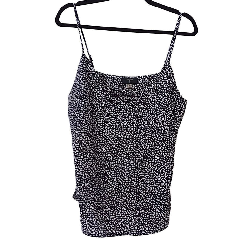 Elie Tahari Scalloped Chiffon Camisole Blouse Top Size S Black White Womens